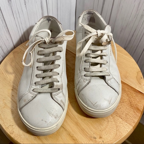 Saint Laurent White Lace Up Sneakers Women 7.5 - Picture 9 of 10